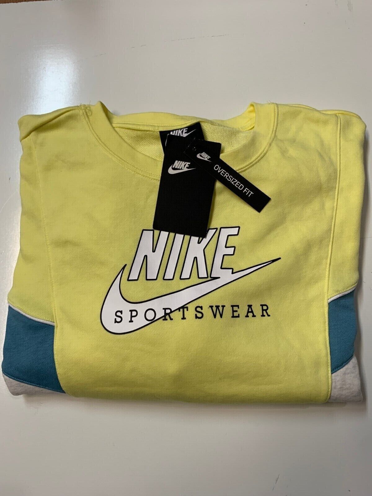 Nike Womens Heritage Colorblocked Sweatshirt, yellow, Large